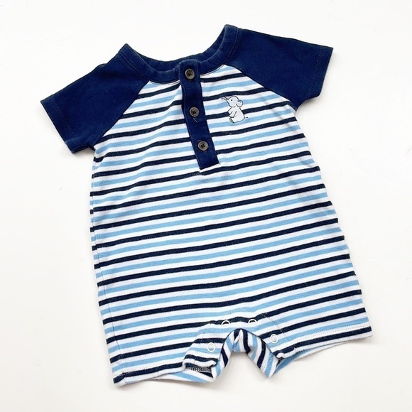 Janie and Jack blue/white striped elephant baby jumper - Picture 1 of 4